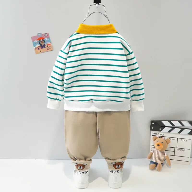 New Spring Autumn Baby Girl Clothes Boys Clothing Children Striped T-Shirt Pants 2Pcs/Set Toddler Casual Costume Kids Tracksuits