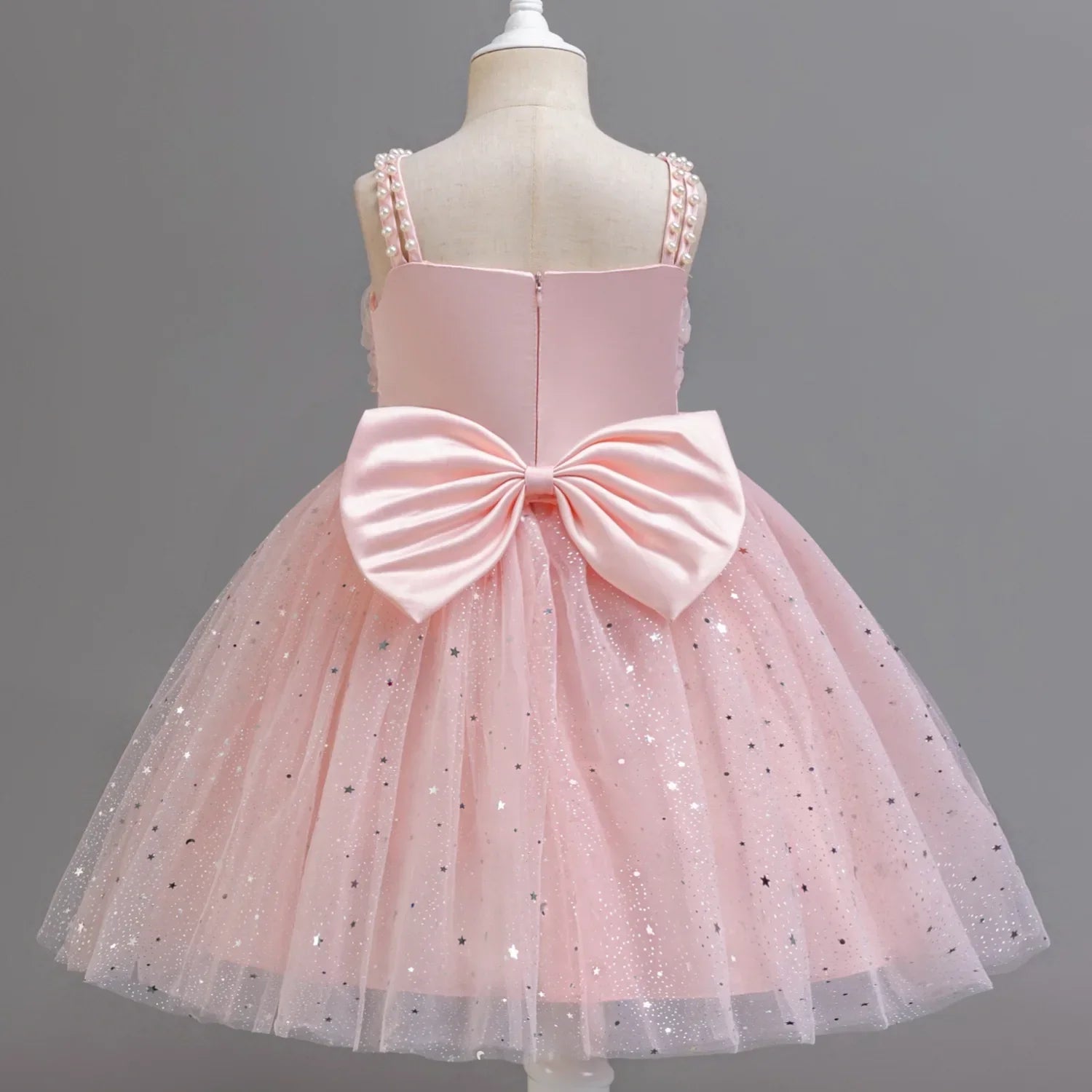 Baby Girl Lace Dresses Sparkling Weddings Pink Dress Elegant Princess Party Tutu Toddler Kids Birthday Baptism Formal Ball Gowns