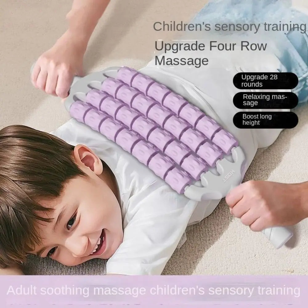 Curved Flexible Muscle Massage Rolle Sensory Training Four Rows Muscle Roller Stick Non Slip Guasha Massager Tool