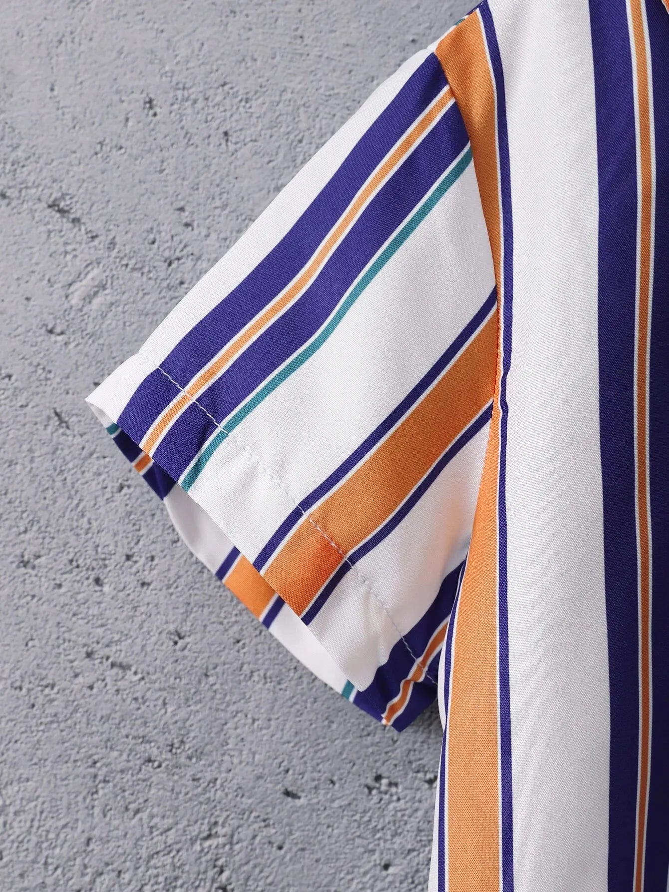 Summer Cool Boys Short Sleeves Striped Two-Piece A Gentleman's Suit For 4-7 Years Old Kids