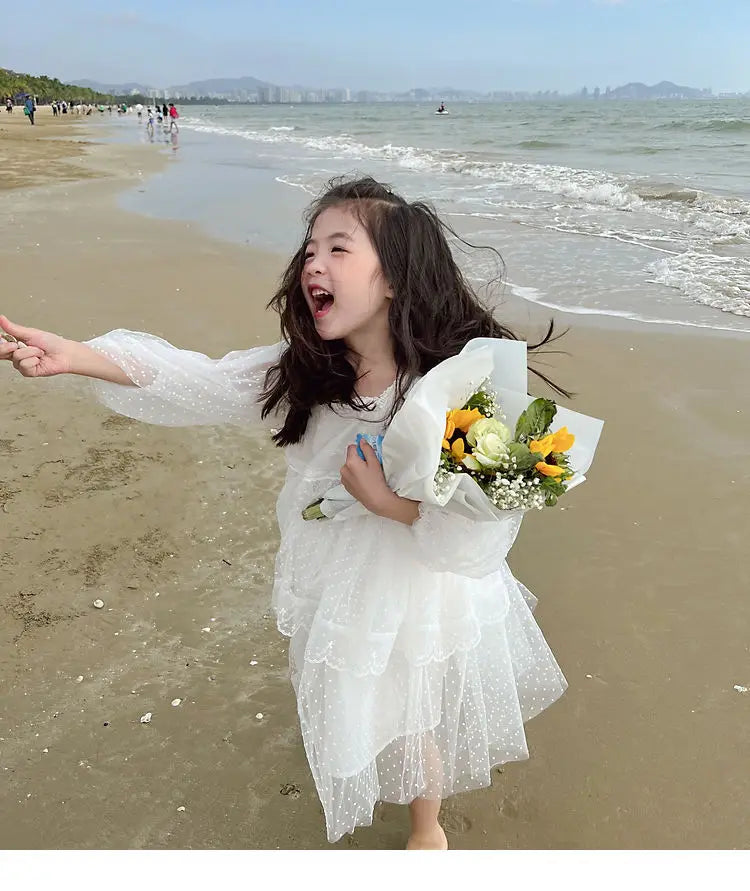 Summer Girl Dress Elegant Flower Lace Dress For Girl Princess Party Wedding Dress Ceremony Prom Gown Communion Clothes 1-6Y