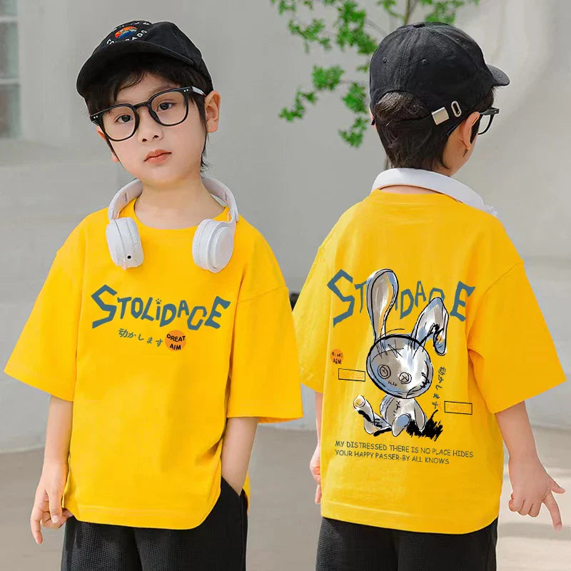 Summer Kids Clothes Short Sleeve T Shirts Boys Clothes Streetwear fashion Print Cartoon T Shirt 100%Cotton Tops Tees Children