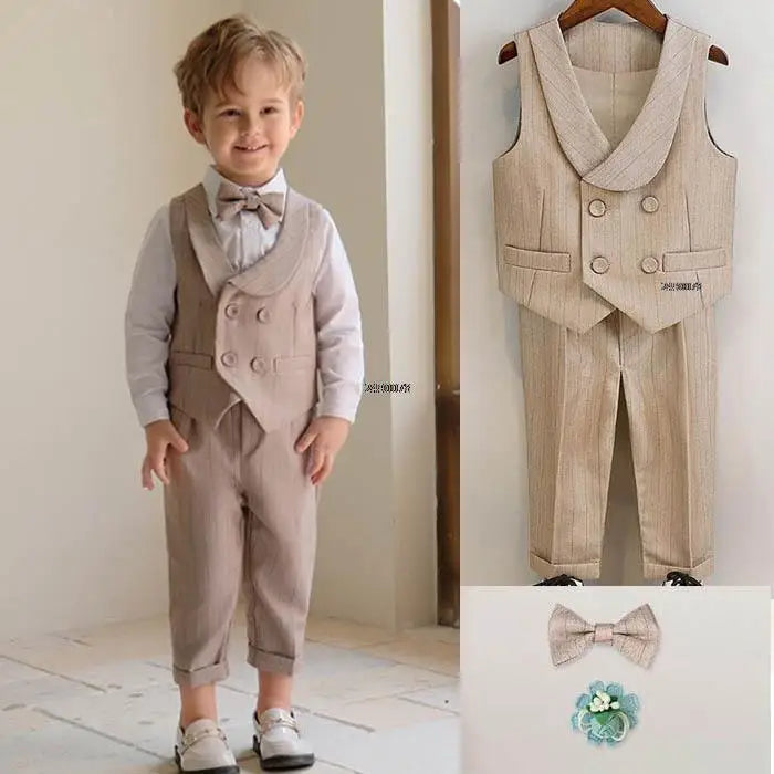 Boys Summer Photograph Dress School Kids Beaufitul Birthday Suit Children Formal Wedding Performance Luxurious Tuxedo Wear