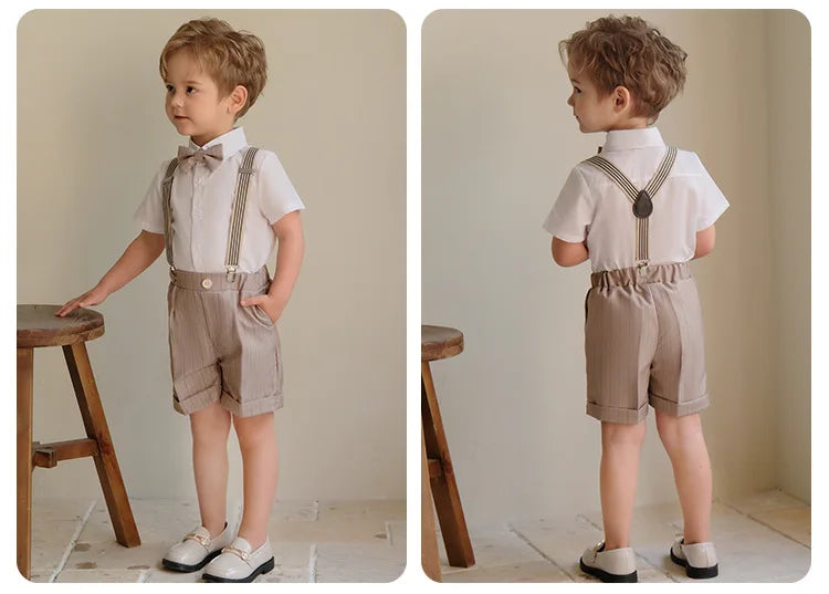 Boys Summer Photograph Dress School Kids Beaufitul Birthday Suit Children Formal Wedding Performance Luxurious Tuxedo Wear