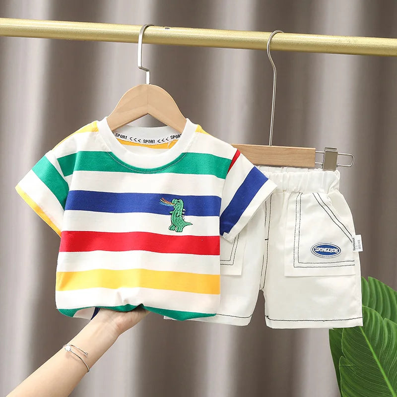 Summer Fashion Baby Boy Clothes Sets T-shirt + Pants 1-4T Toddler Casual Clothing Suits Children Kids Boys Outfits Suit