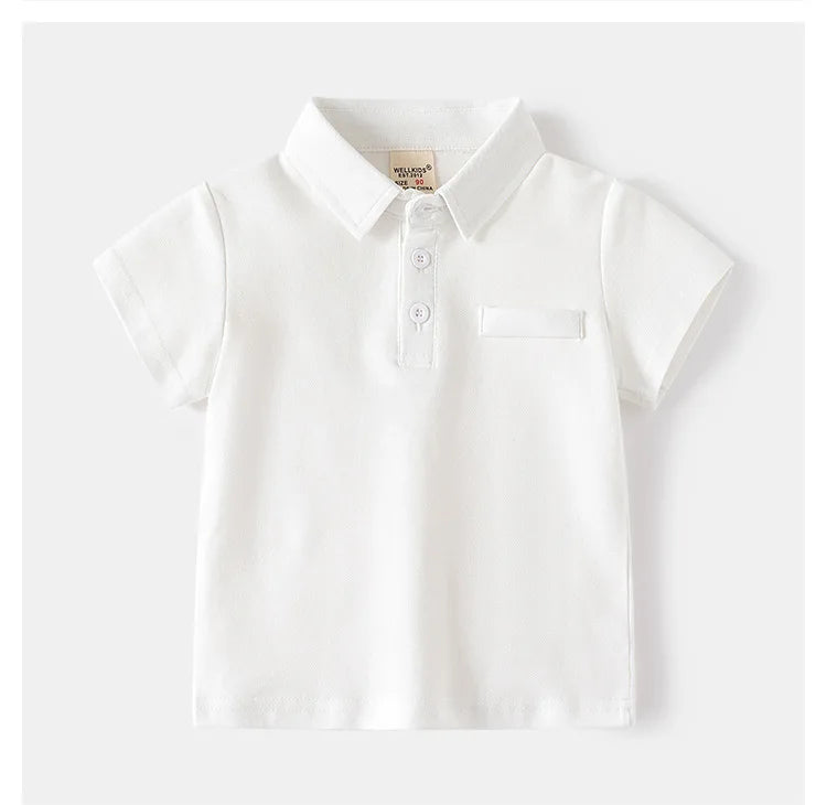 Summer Polo Tshirts for Boys Cotton Fashion Solid Color Toddler Kids Tees Children's Clothes