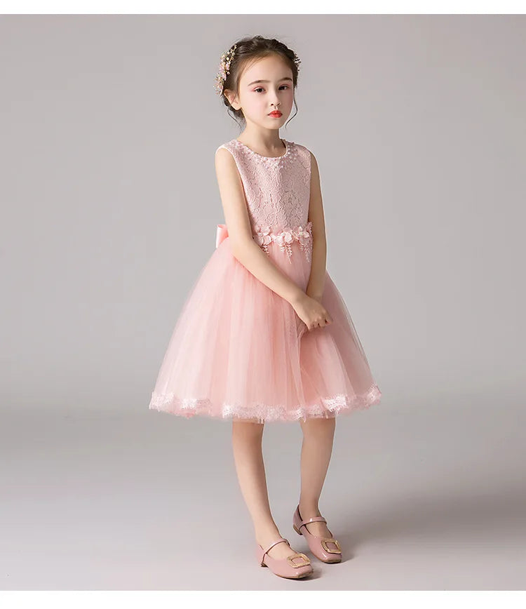 Girl's Princess dress Children's Day Birthday Party Lace Bubble skirt Summer style Dress