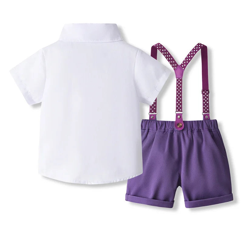 Boys Summer Bib Pants Set Children's Dress 2/Pc Kids Party Wear Size 80-130