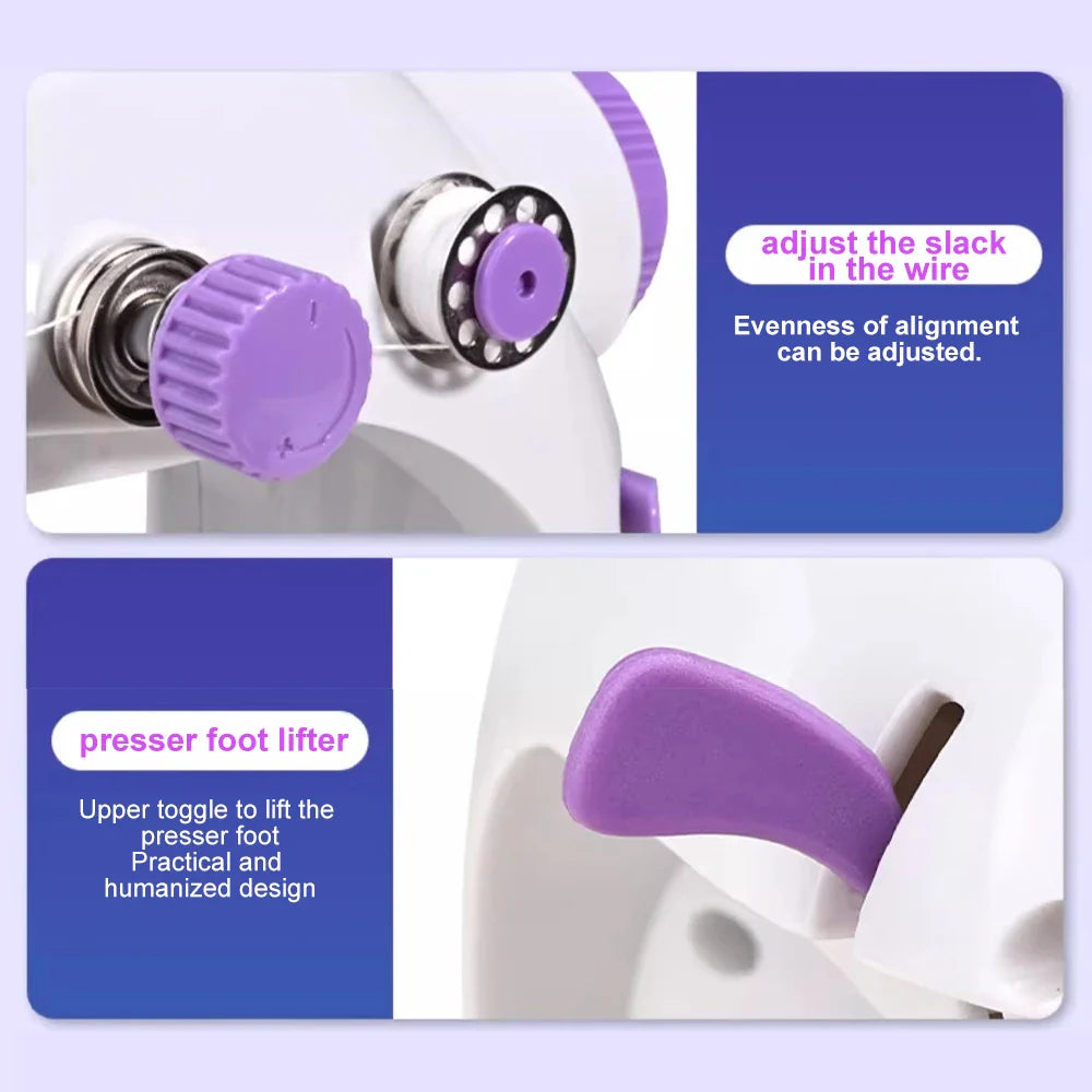 Household 202Mini Sewing Machines Handheld Sewing Machine Light and Speed Control for Beginner DIY Home Sewing Accessories