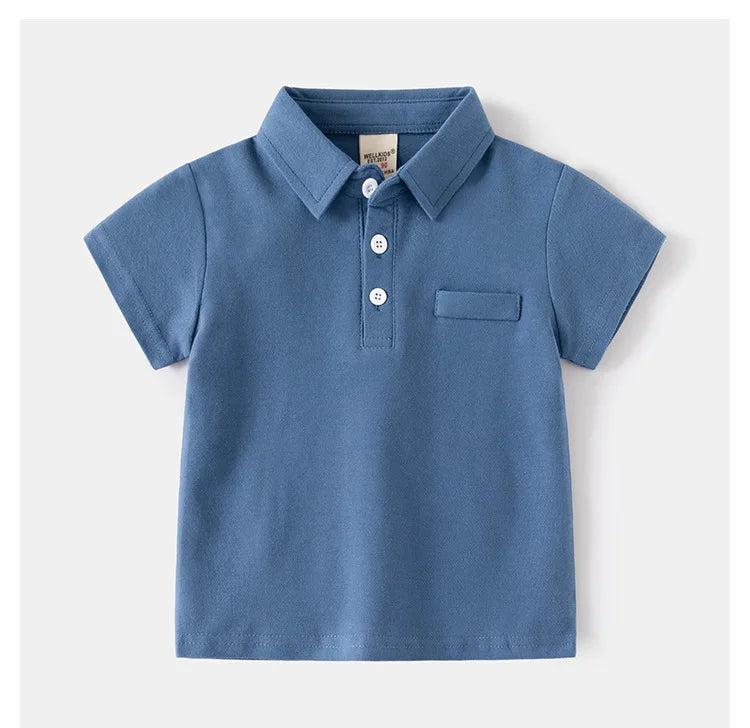 Summer Polo Tshirts for Boys Cotton Fashion Solid Color Toddler Kids Tees Children's Clothes