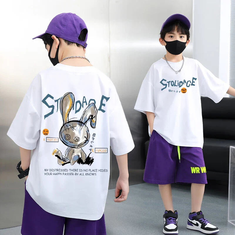 Summer Kids Clothes Short Sleeve T Shirts Boys Clothes Streetwear fashion Print Cartoon T Shirt 100%Cotton Tops Tees Children