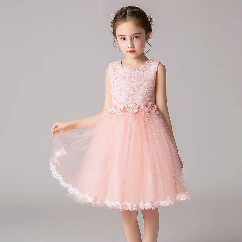 Girl's Princess dress Children's Day Birthday Party Lace Bubble skirt Summer style Dress