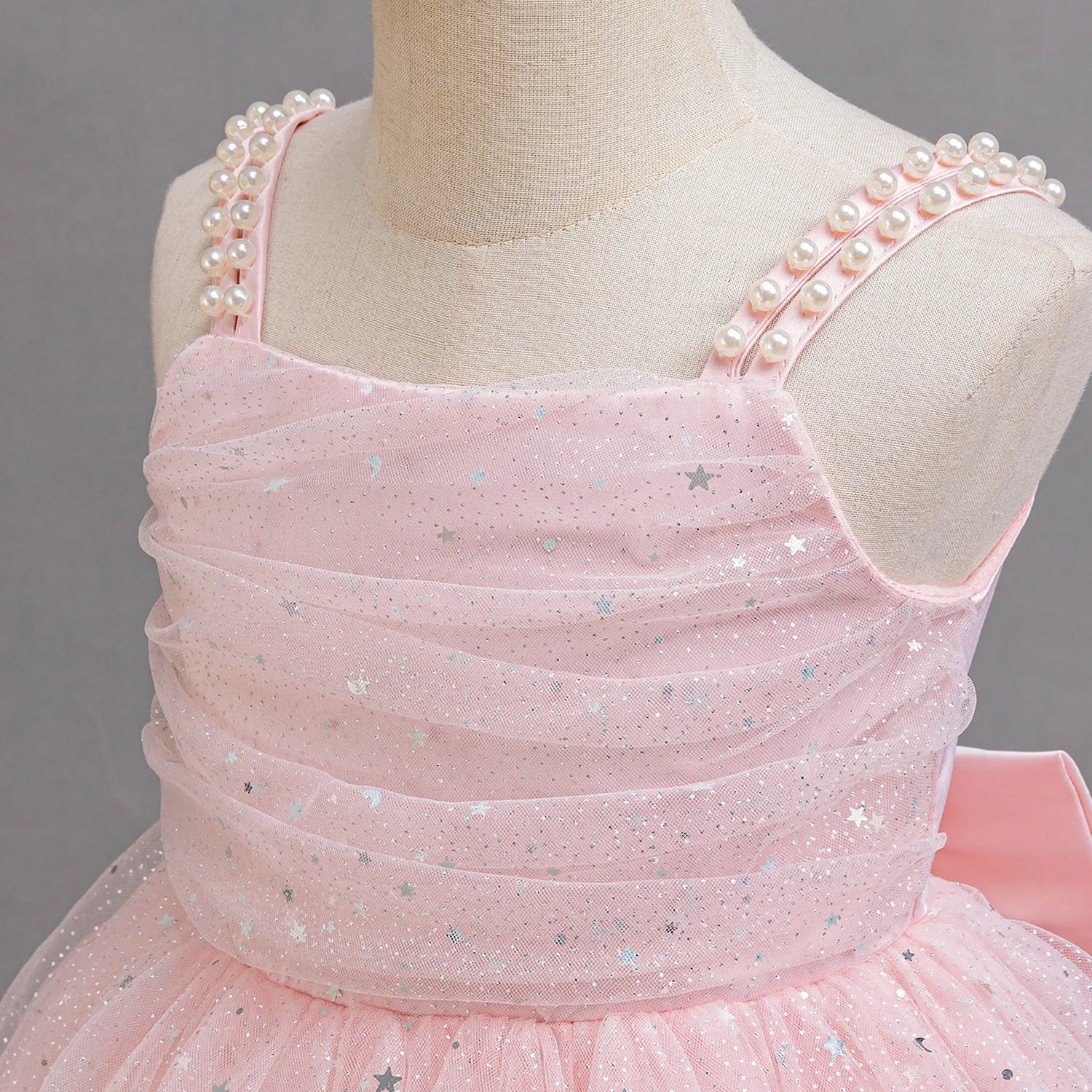 Baby Girl Lace Dresses Sparkling Weddings Pink Dress Elegant Princess Party Tutu Toddler Kids Birthday Baptism Formal Ball Gowns