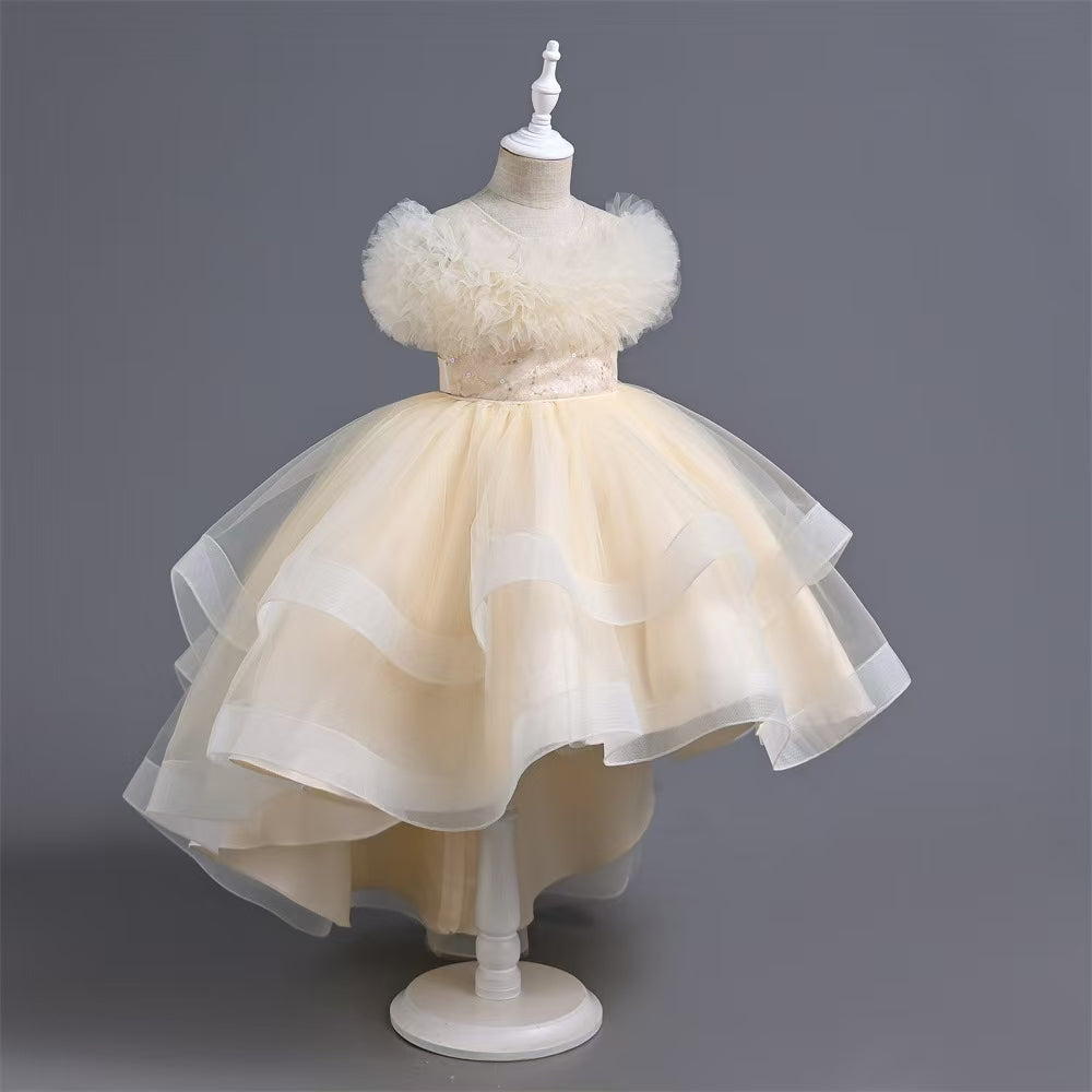 Children Summer Short Sleeve Girl Fairy Birthday Flower Dress