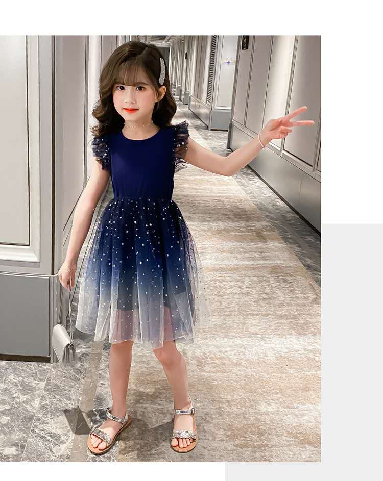 Girls Princess Dresses Star Pattern Girls Sleeveless Kid Dress Teenage Outfits for Girls