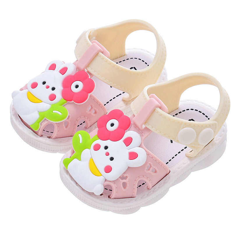 Children's Sandals Cartoon Toddler Closed Toe Hole Shoes Boys Baby Indoor Non-slip Soft Bottom