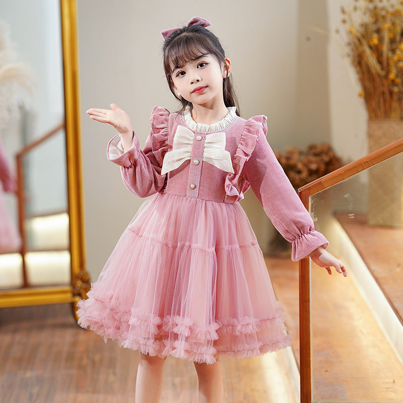 Sweet And Minimalist Mesh Princess Dress For Girls