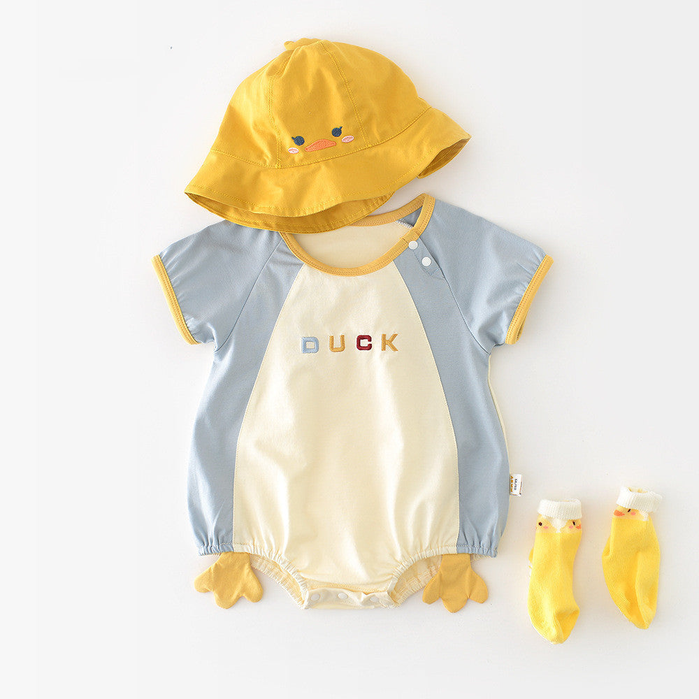 Newborn Contrast Color Short-sleeved Rompers 52857