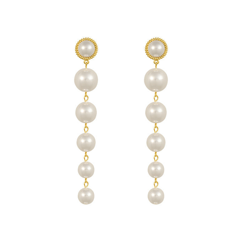 Sterling Silver Needle Grown Up Small Pearl Female Earrings