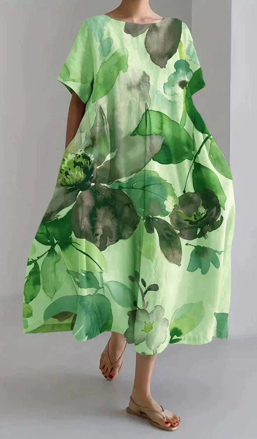 Women's Clothing Plus Size Loose Short Sleeve Dress