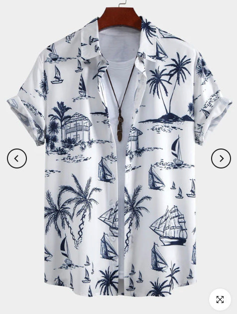 Fashion Men's Art Printed Short Sleeve Shirt