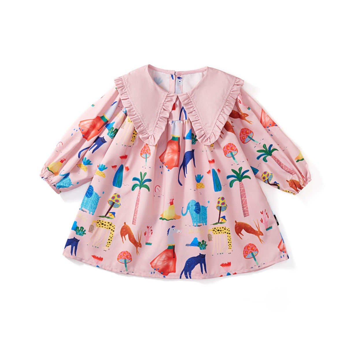 Dress Children Puff Sleeve Graffiti