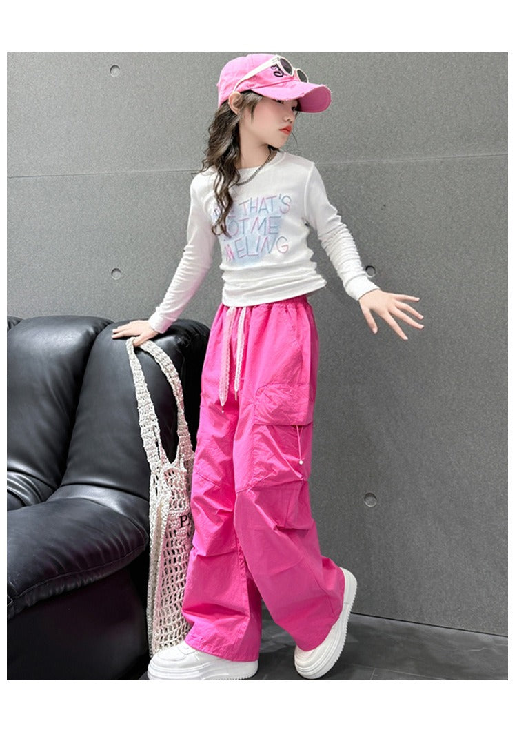 Fashionable new style girls' trendy and cool street style two-piece suit