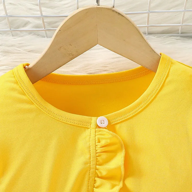 cute cat print bow hollow skirt two-piece suspender skirt