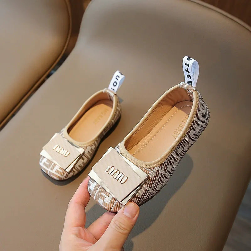 Fashionable slip-on leather shoes children's sweet princess shoes