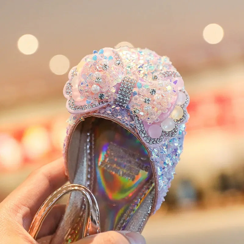 Children's Korean fashion crystal princess shoes