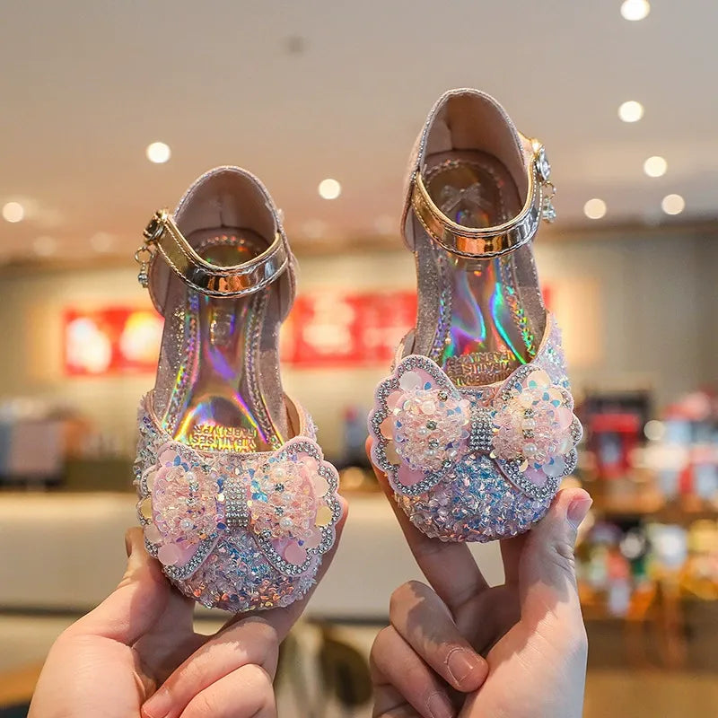 Children's Korean fashion crystal princess shoes