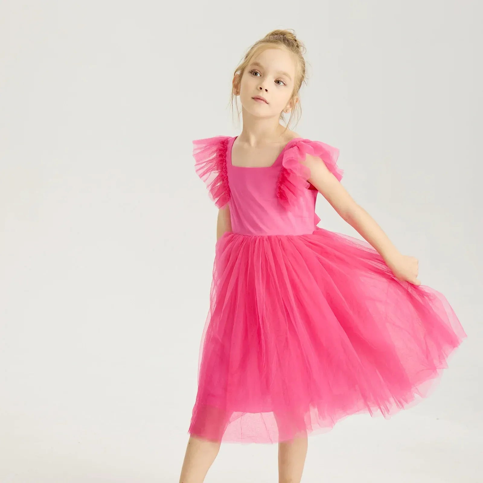 1-8Years New Little Girls Party Dress for Princess Dress Solid Child Clothes Flower Girl Birthday Princess Dress for Kids