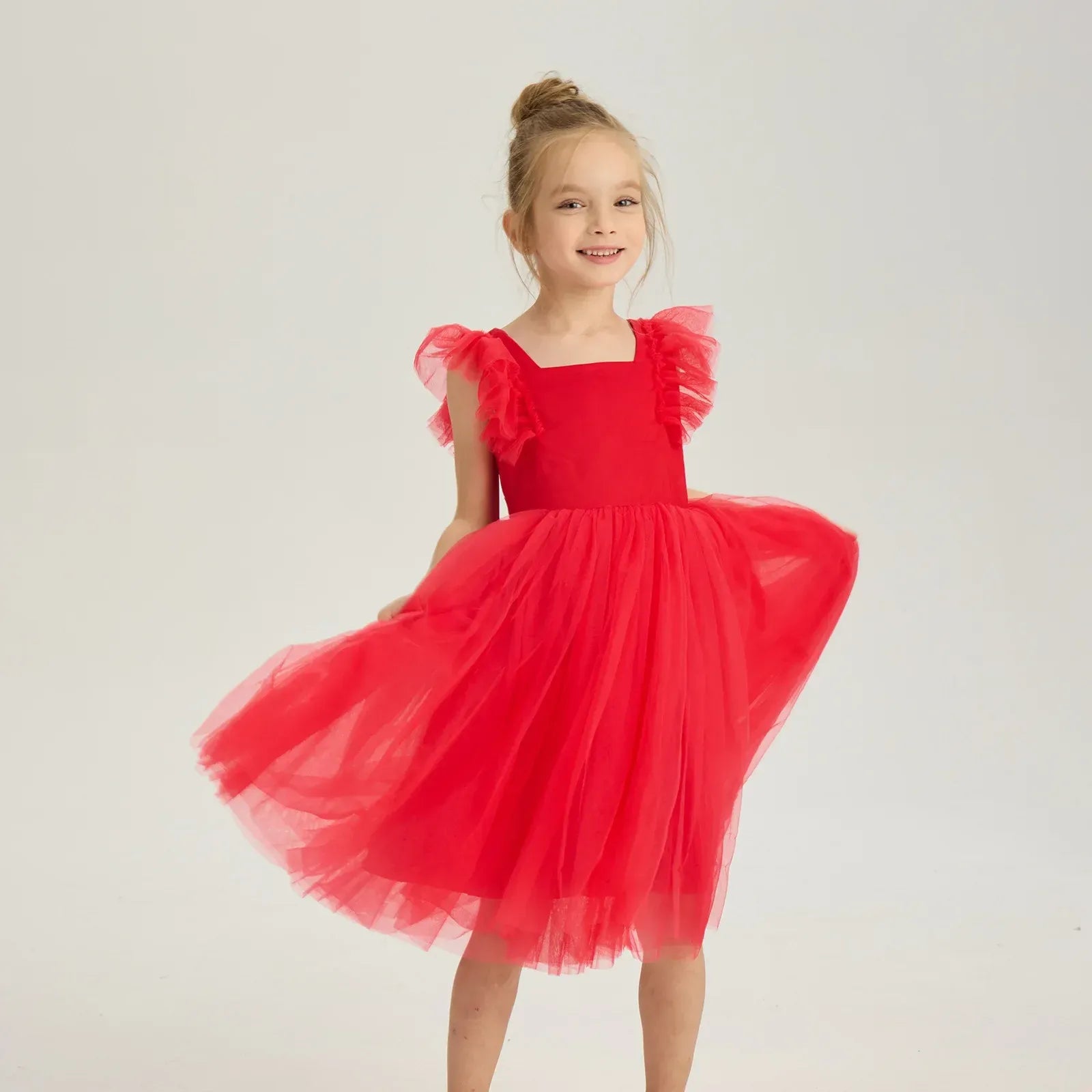 1-8Years New Little Girls Party Dress for Princess Dress Solid Child Clothes Flower Girl Birthday Princess Dress for Kids