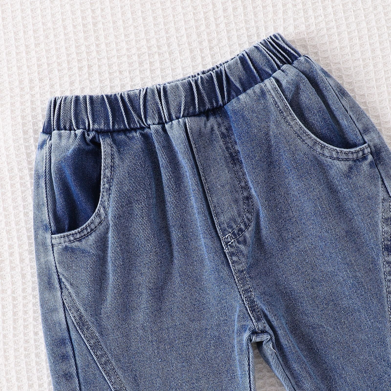 Two-piece tops with flared denim trousers two-piece set