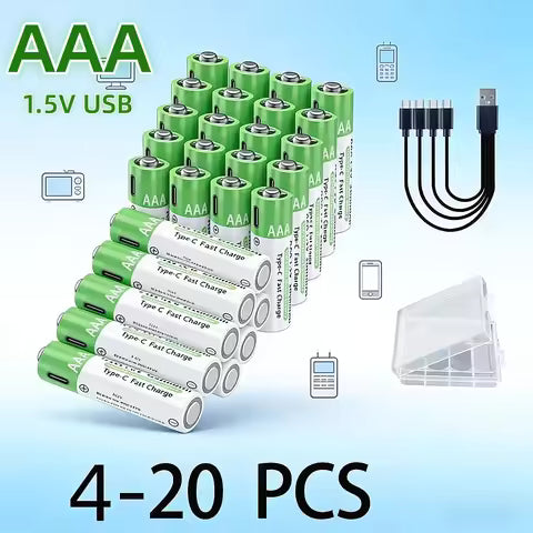 1.5V AA 3800mAh,AAA 3000mAh rechargeable battery USB lithium large capacity mouse fingerprint lock handle quickly charged